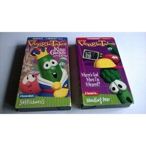 Set of 2 Veggie Tales VHS  King George & Ducky - Where Is God When Im Scared?